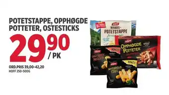 Jacobs Potetstappe, opphøgde potteter, ostesticks tilbud