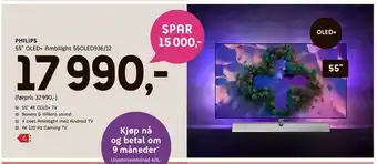 ELON PHILIPS. 55" OLED+ Ambilight 55OLED936/12 tilbud