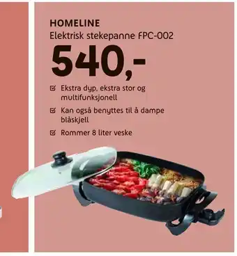 ELON Homeline Elektrisk stekepanne FPC-002 tilbud