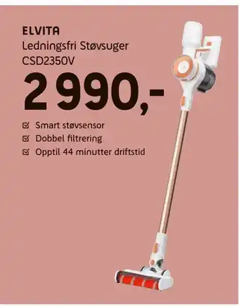 ELON Elvita Ledningsfri Støvsuger CSD2350V tilbud
