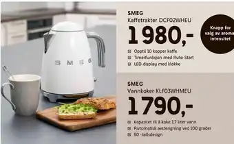 ELON Smeg Kaffetrakter DCF02WHEU. tilbud