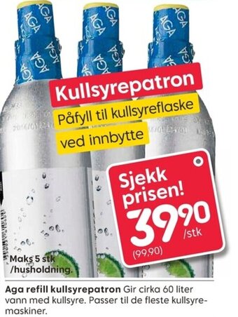 Rusta Aga refill kullsyrepatron tilbud