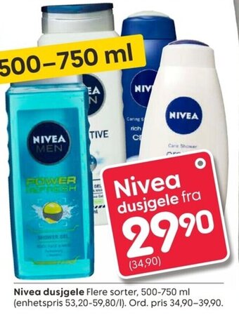 Rusta Nivea dusjgele tilbud