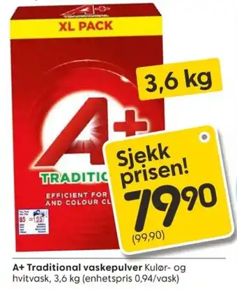 Rusta A+ traditional vaskepulver tilbud