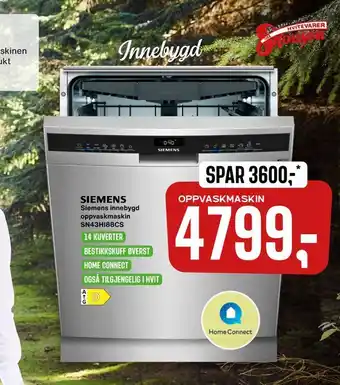 Skousen Siemens innebygd oppvaskmaskin SN43HI88CS. 1 tilbud