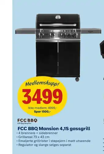 Coop Obs FCC BBQ Mansion 4,1S gassgrill tilbud