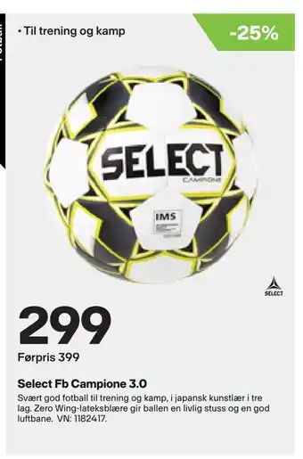 XXL Sport Select Fb Campione 3,0 tilbud