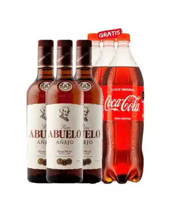 Sumon Licores Ron abuelo añejo 750ml x3und + coca cola 1.5lt x3und oferta