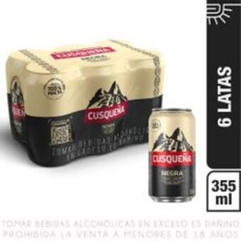Metro Sixpack cerveza cusqueña negra lata 355ml oferta