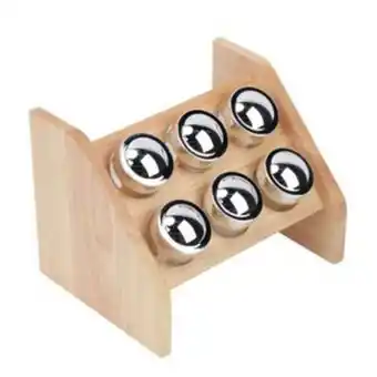 Tai Loy Set de 6 especieros vidrio base madera oferta