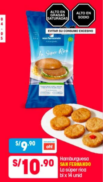 Plaza Vea Hamburguesa San Fernando La Súper Rica 14 unid oferta