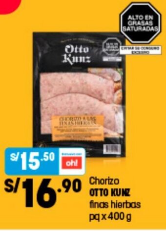 Plaza Vea Chorizo Otto Kunz Finas Hierbas 400g oferta