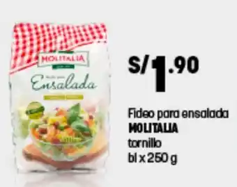 Plaza Vea Fideo para Ensalada Molitalia Tornillo 250g oferta