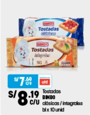 Plaza Vea Tostados Bimbo Clásicas/Integrales 10 unid oferta