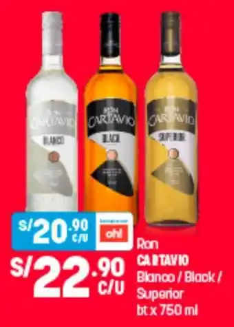 Plaza Vea Ron Cartavio Blanco/Black/Superior 750ml oferta