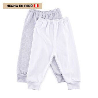 Tottus Packx2 pantalon color entero algodón bebe oferta