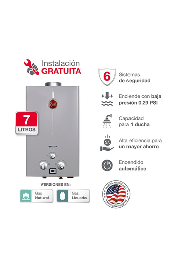Tiendas EFE Terma a gas rheem 7 lt gn oferta