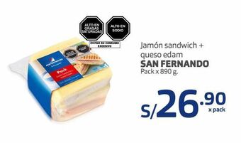 Makro Jamón sandwich + queso edam san fernando pack x 890 g oferta