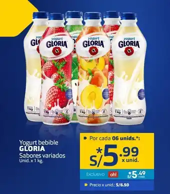 Makro Yogurt bebible gloria sabores variados unid. x 1 kg oferta