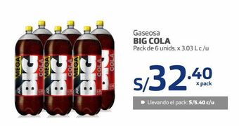 Makro Gaseosa big cola pack de 6 unids. x 3.03 l c /u oferta