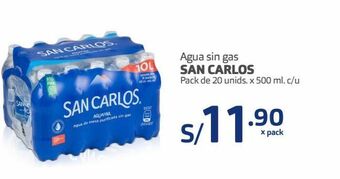 Makro Agua sin gas san carlos pack de 20 unids. x 500 ml. c/u oferta