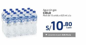 Makro Agua sin gas cielo pack de 15 unids. x 625 ml. c/u oferta