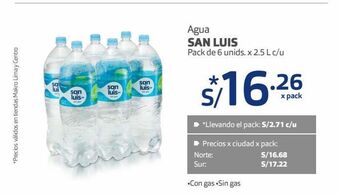 Makro Agua san luis pack de 6 unids. x 2.5 l c/u oferta