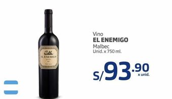 Makro Vino el enemigo malbec unid. x 750 ml. oferta