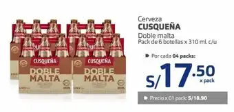 Makro Cerveza cusqueña doble malta pack de 6 botellas x 310 ml. c/u oferta