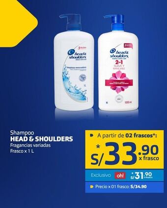 Makro Shampoo head & shoulders fragancias variadas frasco x 1 l oferta