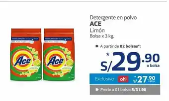 Makro Detergente en polvo ace limón bolsa x 3 kg oferta