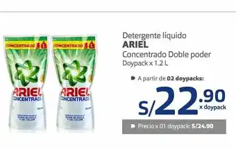 Makro Detergente líquido ariel concentrado doble poder doypack x 1.2 l oferta