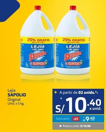 Makro Lejía sapolio original unid. x 5 kg. oferta