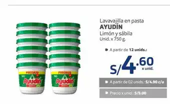 Makro Lavavajilla en pasta ayudín limón y sábila unid. x 750 g. oferta
