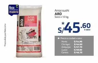 Makro Arroz sushi aro x 10kg oferta