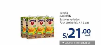 Makro Bebida gloria x 6un oferta