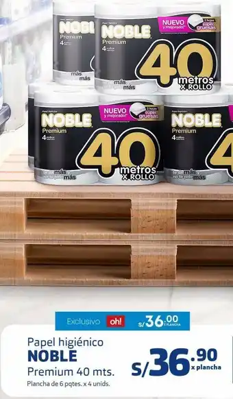 Makro Papel higiénico noble premium 40 mts plancha de 6 pqtes. x 4 unids. c/u oferta