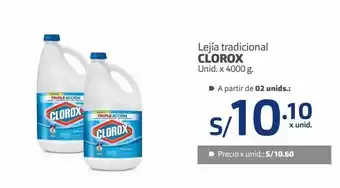 Makro Lejía tradicional clorox unid. x 4000 g. oferta