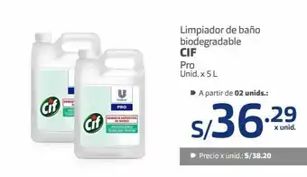 Makro Limpiador de baño biodegradable cif pro unid. x 5 l oferta