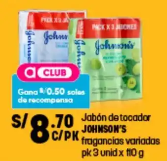 Plaza Vea Jabón de Tocador Johnson's 3 x 110g oferta