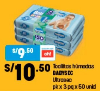 Plaza Vea Toallitas Húmedas Babysec 3 x 50 unid oferta