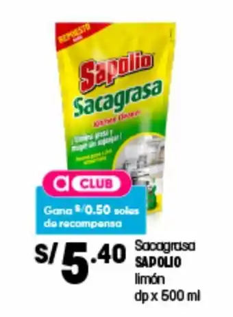 Plaza Vea Sacagrasa Sapolio Limón 500ml oferta