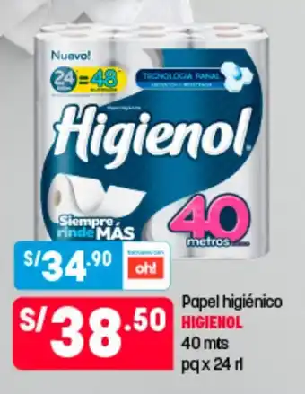 Plaza Vea Papel Higiénico Higienol 24 rollos oferta