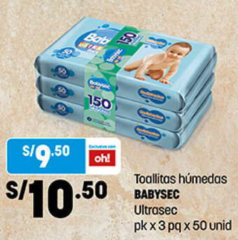 Plaza Vea Toallitas Húmedas Babysec 3 x 50 unid oferta