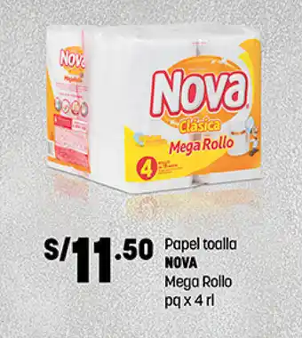Plaza Vea Papel Toalla Nova Mega Rollo 4 rollos oferta