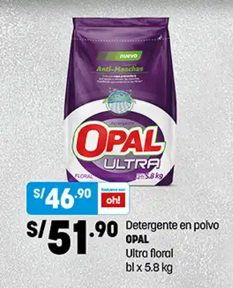 Plaza Vea Detergente en Polvo Opal 5.8kg oferta