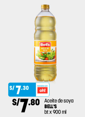 Plaza Vea Aceite de Soya Bell's 900ml oferta