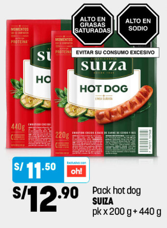 Plaza Vea Pack Hot Dog Suiza 200g +440g oferta
