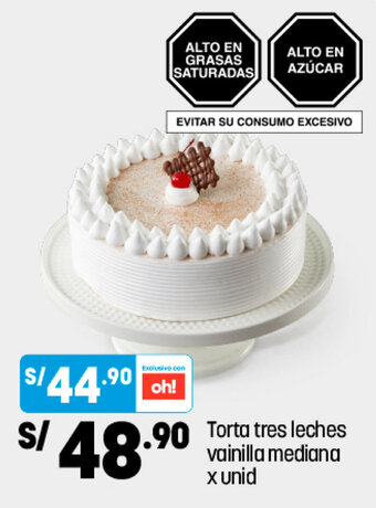 Plaza Vea Torta Tres Leches Vainilla Mediana oferta