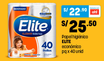 Plaza Vea Papel Higiénico Económico Elite 40 unid oferta